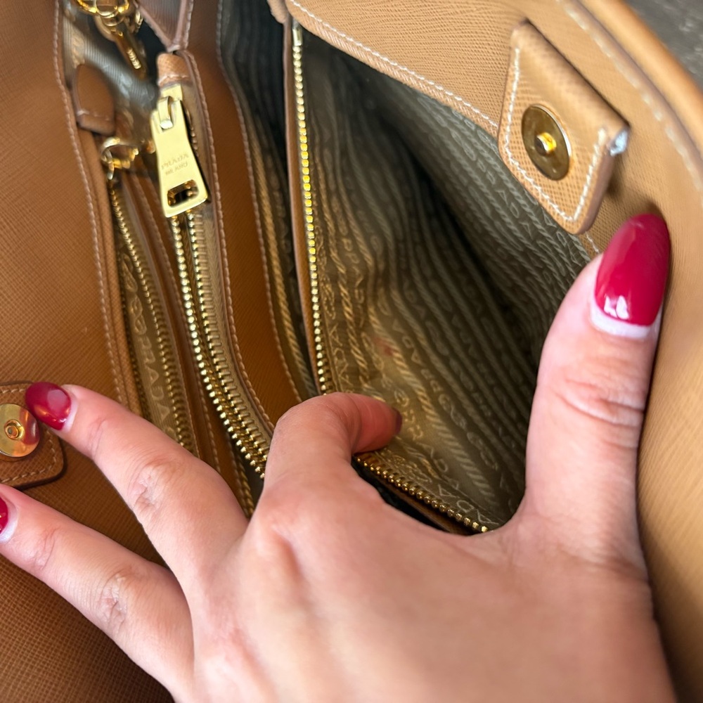 Prada Large Saffiano Tan Lux Promenade Bag - Top Handle Crossbody - Picture 13 of 16